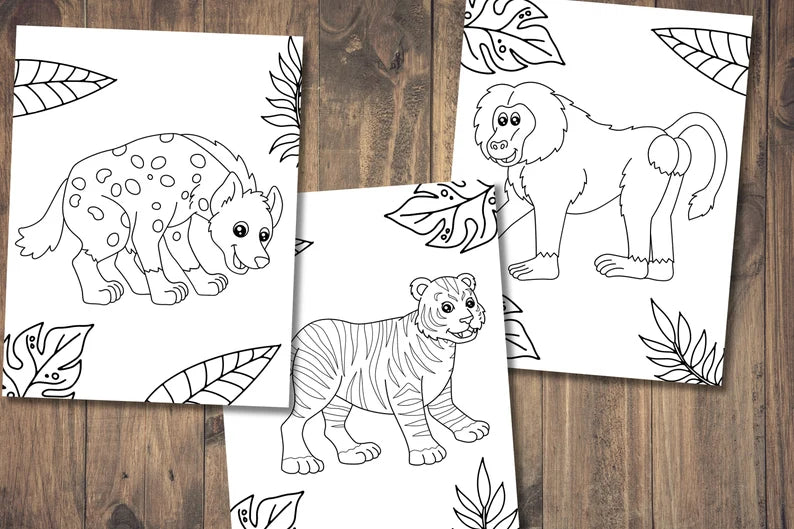 Printable Safari Animals Coloring Pages – Digital Download