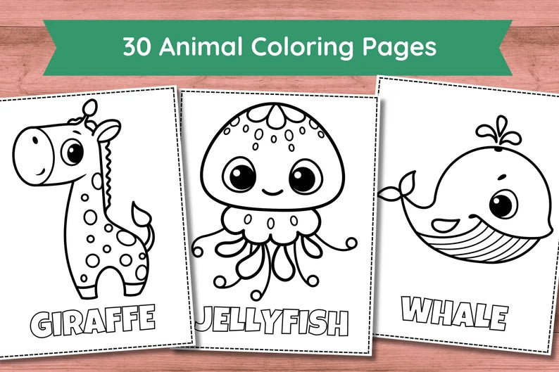 30 Easy Coloring Pages for Kids – Digital Download