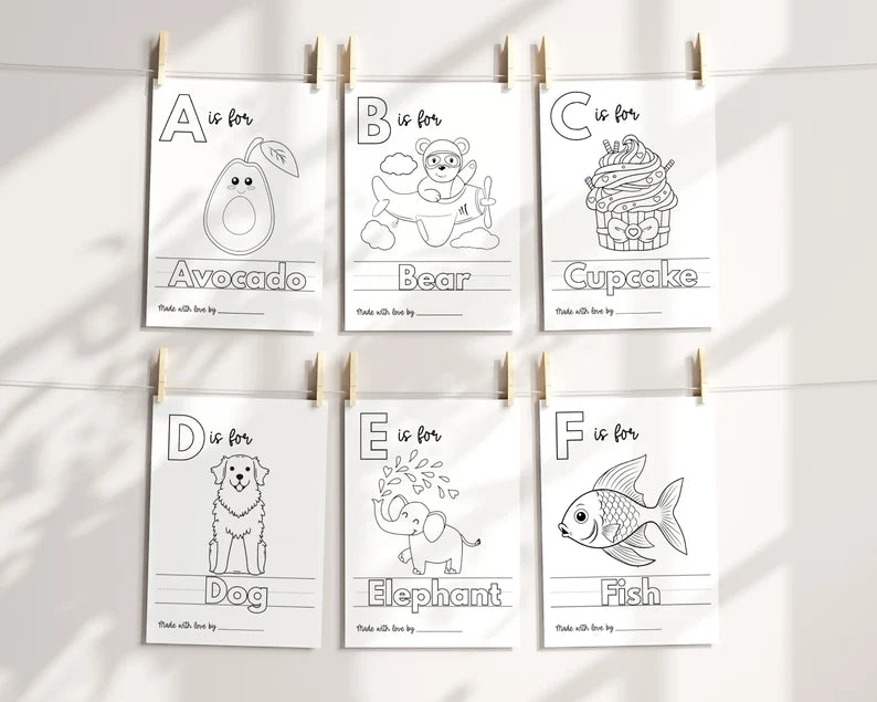 Baby's First ABC Shower Coloring Book – Digital Download