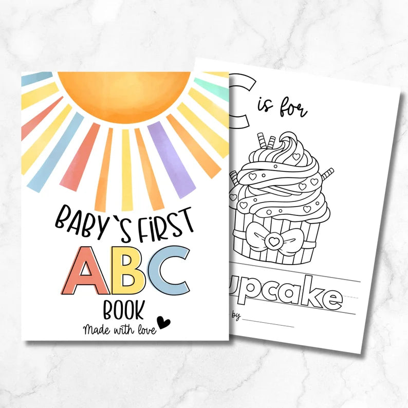 Baby's First ABC Shower Coloring Book – Digital Download