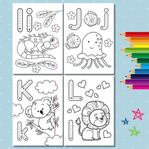 Animal Alphabet Coloring Pages for Kids – Digital Download