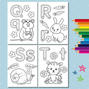 Animal Alphabet Coloring Pages for Kids – Digital Download