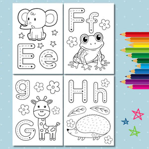 Animal Alphabet Coloring Pages for Kids – Digital Download