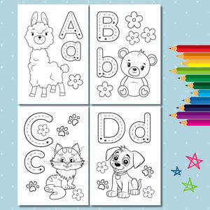 Animal Alphabet Coloring Pages for Kids – Digital Download